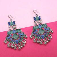 Jeweljunk Green & Blue Meenakari Afghani Earrings - 1311059I