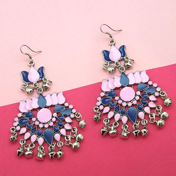 Jeweljunk Pink & Blue Meenakari Afghani Earrings - 1311059J