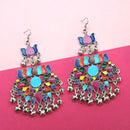 Jeweljunk Silver Plated Multi Meenakari Afghani Earrings - 1311059K