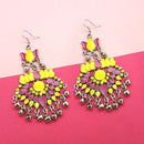Jeweljunk Yellow & Pink Meenakari Afghani Earrings - 1311059N