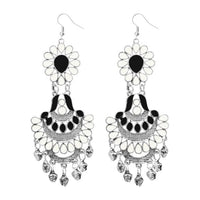 Jeweljunk Silver Plated White Meenakari Afghani Earrings - 1311061A