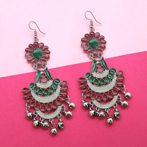 Jeweljunk Brown & Green Meenakari Afghani Earrings - 1311061D