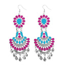 Jeweljunk Pink Meenakari Silver Plated Afghani Earrings - 1311061E