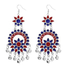 Jeweljunk Maroon Meenakari Silver Plated Afghani Earrings - 1311062G