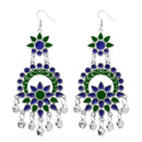 Jeweljunk Green Meenakari Silver Plated Afghani Earrings - 1311062I