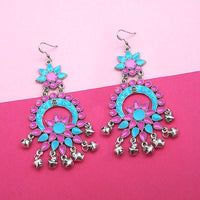 Jeweljunk Blue & Pink Meenakari Afghani Earrings - 1311062L