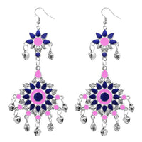 Tip Top Fashions Pink Meenakari Silver Plated Afghani Earrings - 1311064H