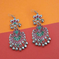 Jeweljunk Green And Maroon Meenakari Afghani Earrings - 1311065L