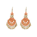 Jeweljunk Gold Plated Orange Meenakari Afghani Earrings - 1311066C