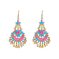 Jeweljunk Pink Meenakari Gold Plated Afghani Earrings - 1311066E