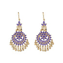 Jeweljunk Purple Meenakari Gold Plated Afghani Earrings - 1311066F