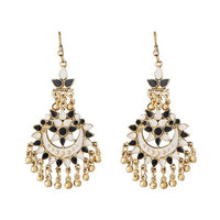 Jeweljunk White Meenakari Gold Plated Afghani Earrings - 1311066G