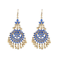 Tip Top Fashions Blue Meenakari Gold Plated Afghani Earrings - 1311066H