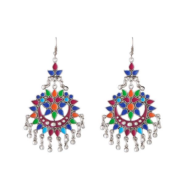 Jeweljunk Multi Meenakari Gold Plated Afghani Earrings - 1311066M