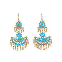 Jeweljunk Blue Meenakari Gold Plated Afghani Earrings - 1311067A
