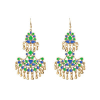 Jeweljunk Green Meenakari Gold Plated Afghani Earrings - 1311067B