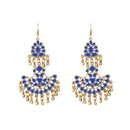 Jeweljunk Gold Plated Blue Meenakari Afghani Earrings - 1311067C