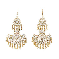 Jeweljunk White Meenakari Gold Plated Afghani Earrings - 1311067F