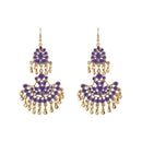 Jeweljunk Purple Meenakari Gold Plated Afghani Earrings - 1311067I