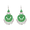 Jeweljunk Green Meenakari Silver Plated Afghani Earrings - 1311069B