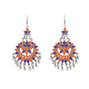 Jeweljunk Orange Meenakari Silver Plated Afghani Earrings - 1311069D