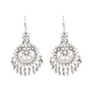 Jeweljunk White Meenakari Silver Plated Afghani Earrings - 1311069J