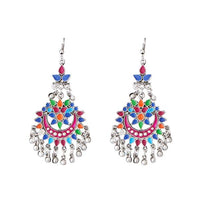 Jeweljunk Multi Meenakari Silver Plated Afghani Earrings - 1311069L