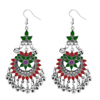 Jeweljunk Multicolor Meenakari Silver Plated Afghani Earrings - 1311077B