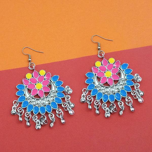 Jeweljunk Blue And Pink Meenakari Afghani Earrings - 1311080H