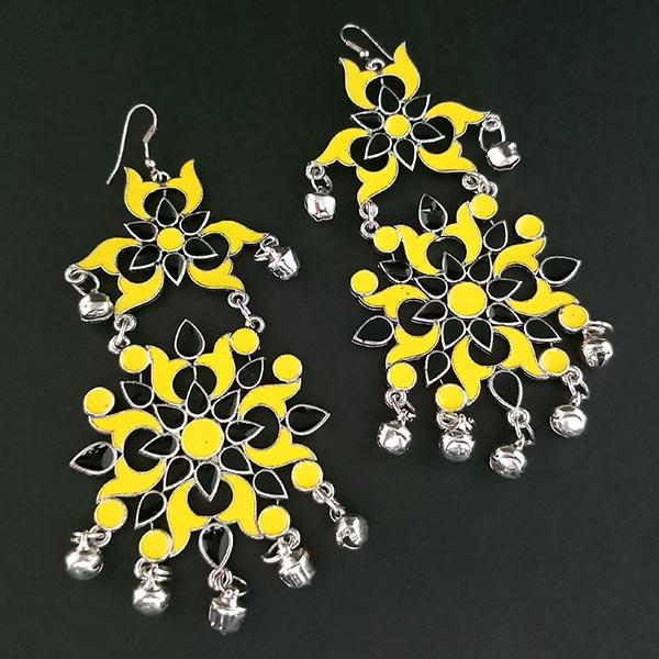 Jeweljunk Yellow And Black Meenakari Afghani Earrings - 1311085E