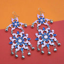 Jeweljunk Blue And Pink Silver Plated Meenakari Afghani Earrings - 1311085I