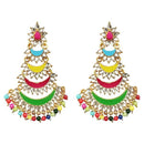 Jeweljunk Gold Plated Multi Meenakari Bead Afghani Earrings - 1311086