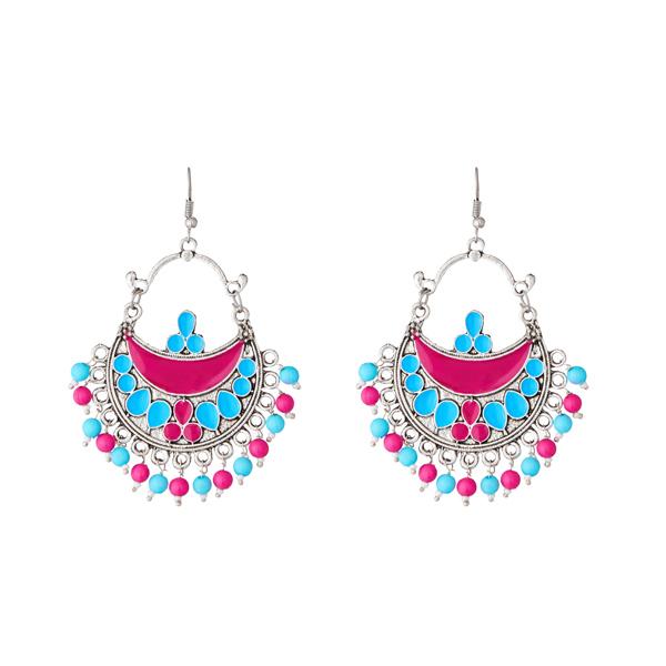 Jeweljunk Rhodium Plated Beads Afghani Earrings - 1311210B
