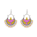 Jeweljunk Beads Rhodium Plated Meenakari Afghani Earrings - 1311210D