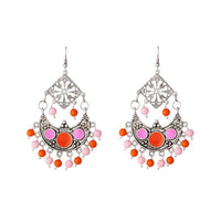 Jeweljunk Beads Rhodium Meenakari Afghani Earrings - 1311211A