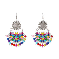 Jeweljunk Beads Rhodium Plated Afghani Earrings - 1311214