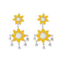 Jeweljunk Rhodium Plated Meenakari Afghani Earrings - 1311218J