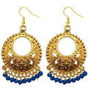 Jeweljunk Blue Beads Gold Plated Afghani Earrings - 1311224D