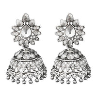 Jeweljunk Austrian Stone Silver Plated Jhumki Earrings - 1311260