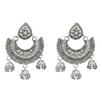 Jeweljunk  Silver Plated Austrian Stone Drop Dangler Earrings - 1311262