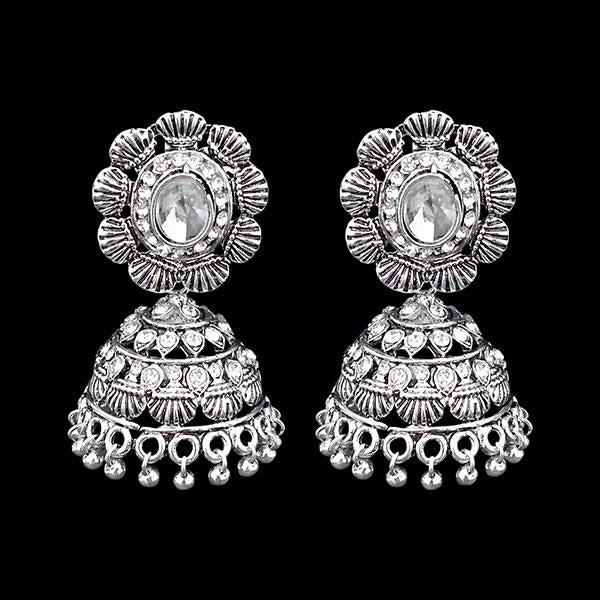 Jeweljunk Austrian Stone Silver Plated Jhumki Earrings - 1311264