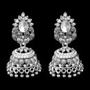 Jeweljunk Silver Plated Austrian Stone Jhumki Earrings - 1311265