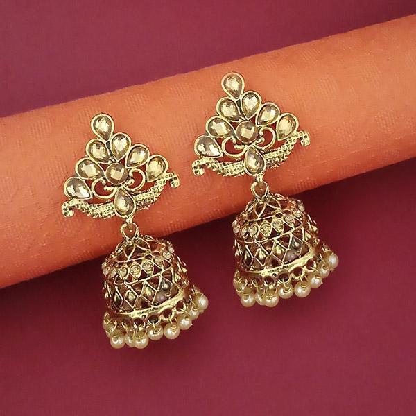 Kriaa Brown Austrian Stone Gold Plated Jhumki Earrings  - 1311351