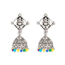 Kriaa Rhodium Plated Multicolor Beads Jhumki Earrings - 1311516
