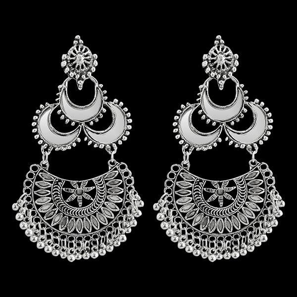 Jeweljunk Silver Plated Afghani Mirror Earrings - 1311568