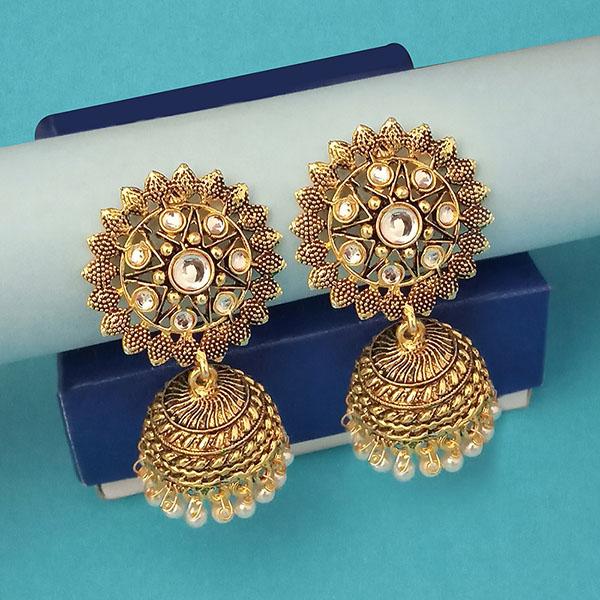 Kriaa Gold Plated Kundan Jhumki Earrings - 1311576