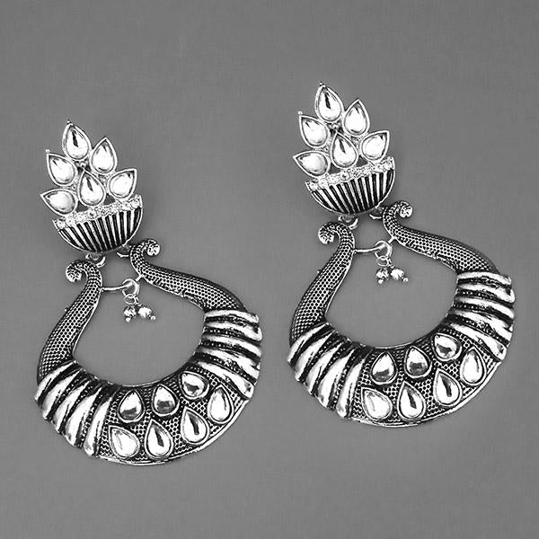 Jeweljunk White Kundan Oxidised Dangler Earrings - 1311583