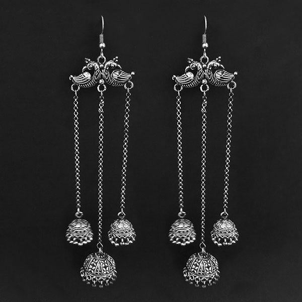 Tip Top Fashions Oxidised Plated Hanging Jhumki Earrings - 1311594