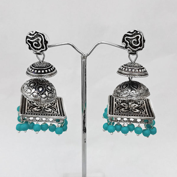 Kriaa Beads Silver Plated Jhumki Earrings