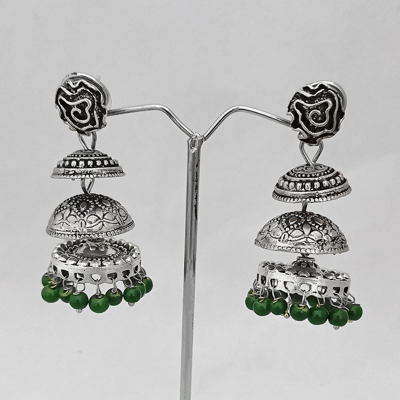 Kriaa Beads Silver Plated Jhumki Earrings